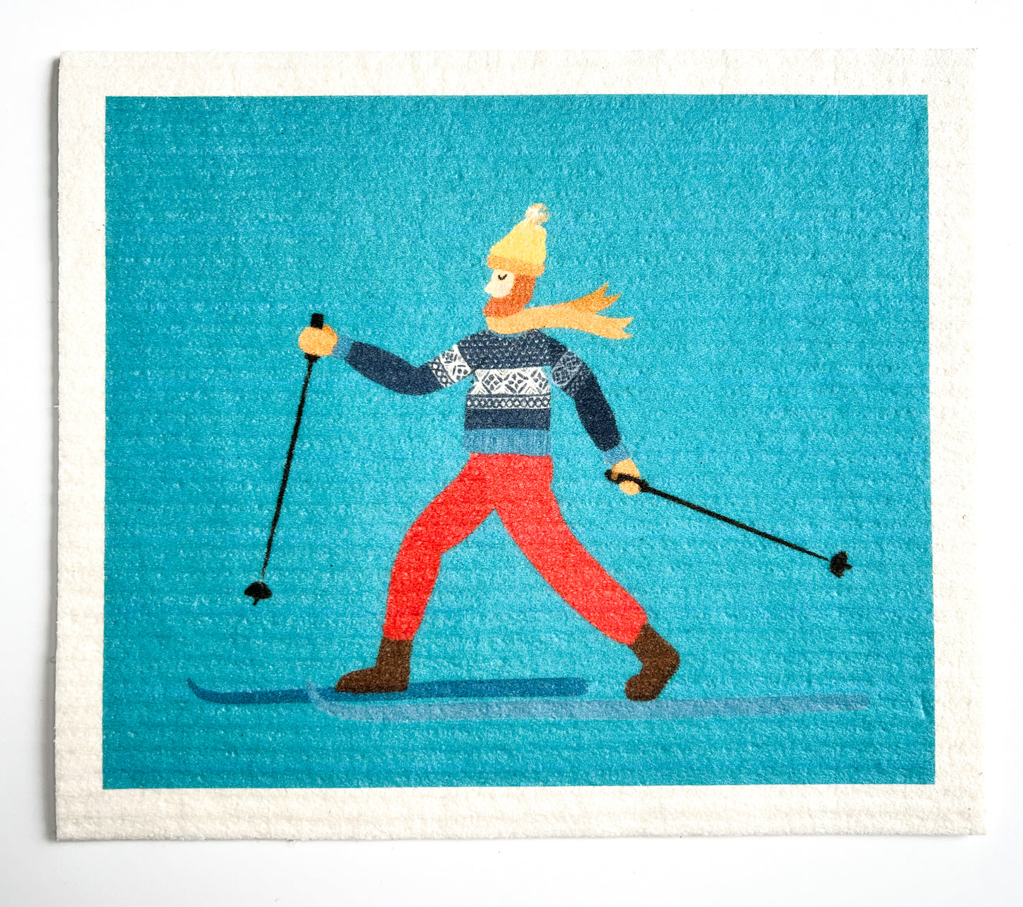 Swedish Dishcloth Skier Red