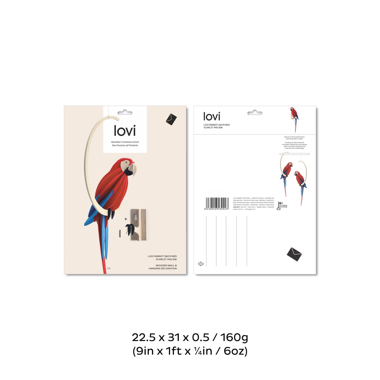 Lovi Parrot, 26 cm, Scarlet Macaw
