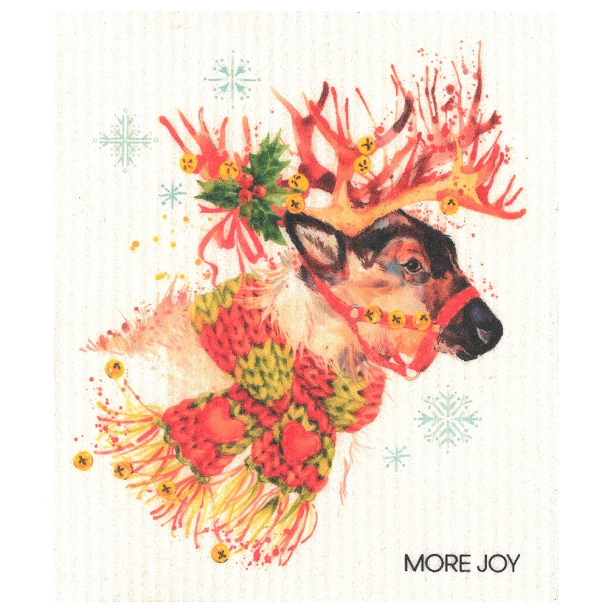 Swedish Dishcloth More Joy Festival Reindeer