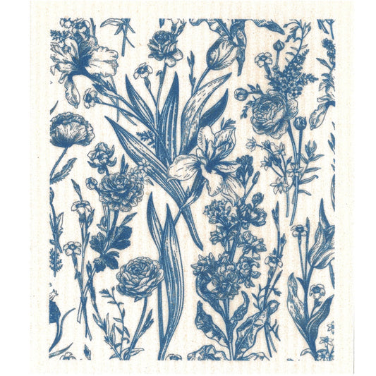 Swedish Dishcloth, More Joy, Vintage Blue Flowers