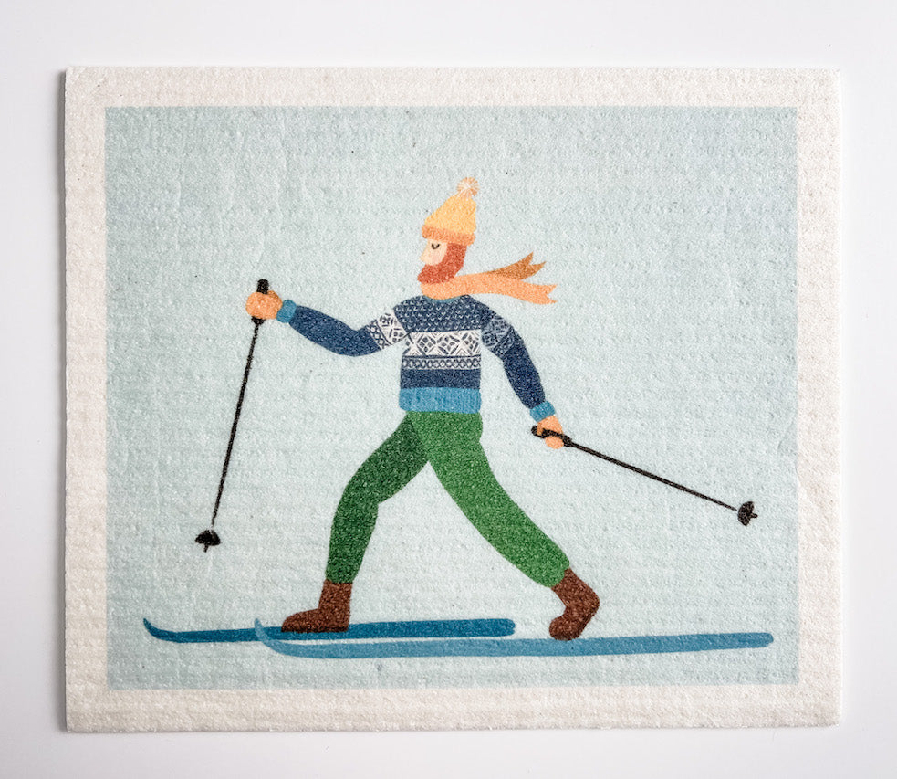 Swedish Dishcloth Skier Green