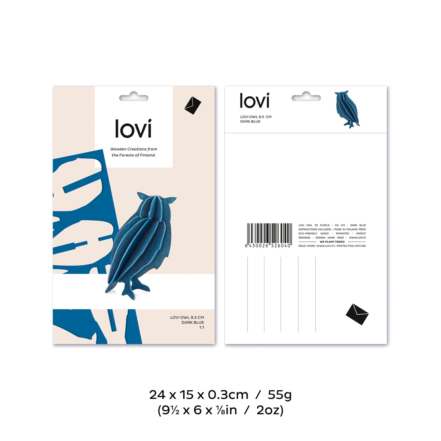 Lovi Owl, Dark Blue 9.5cm