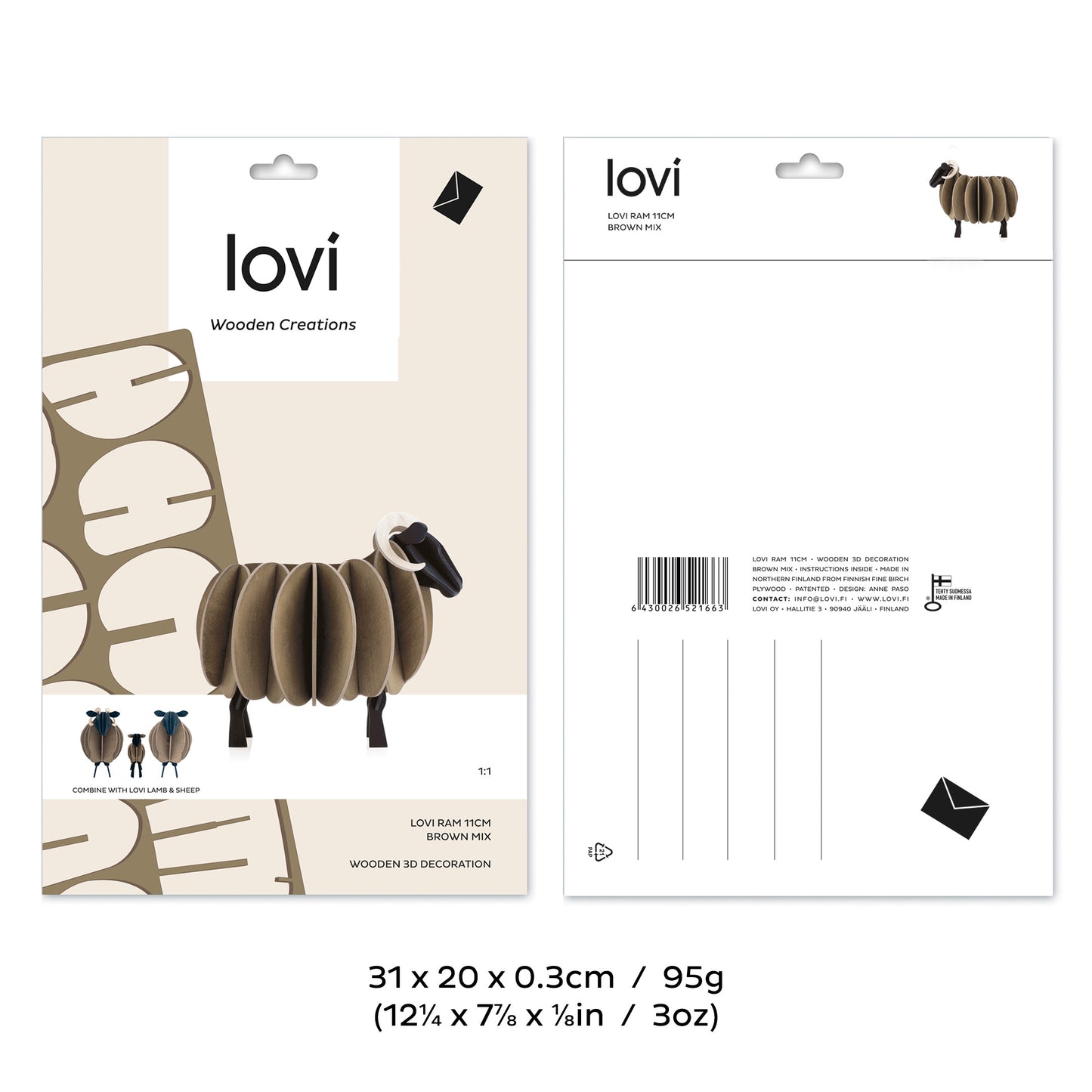Lovi Ram, Brown Mix, 11cm