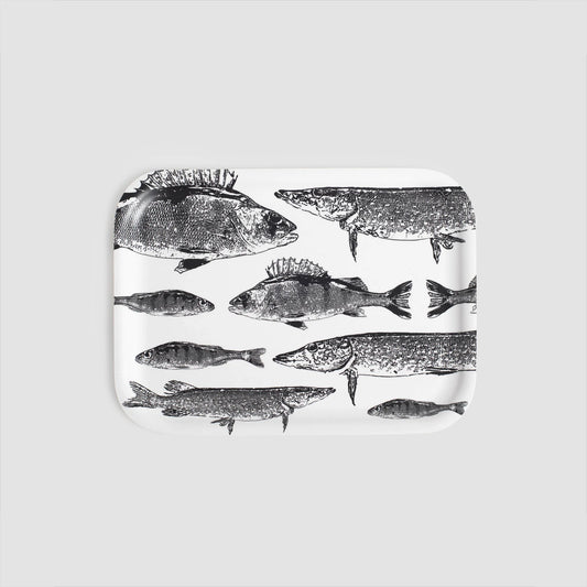 Fish Friends Finnish Tray, black and white