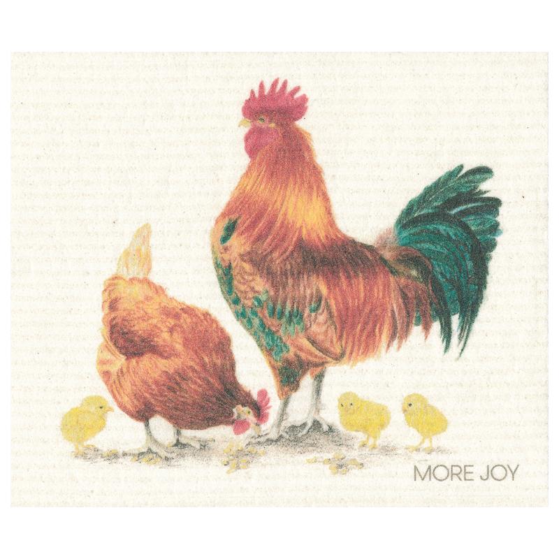 Swedish Dishcloth More Joy Rooster and Hen